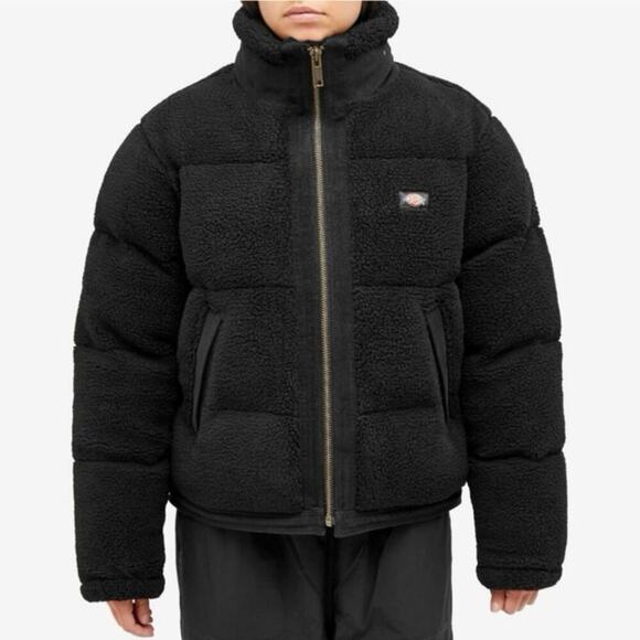 Dickies Jackets & Blazers - Dickies Mount Hope Sherpa Puffer Jacket Knit Black Women’s Small Cozy Winter